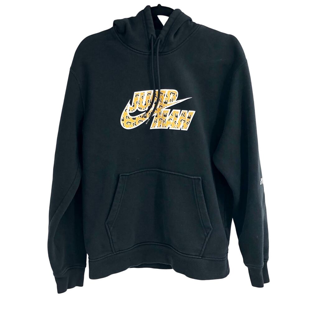 Jordan JUMP MAN Hoodie Black Hoodie with Nike Swoosh Jumpman Spellout Size Small